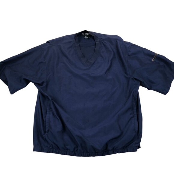 FootJoy Mens Windbreaker Jacket Large Short Sleeve V-Neck Pullover Golf Navy - Picture 1 of 10